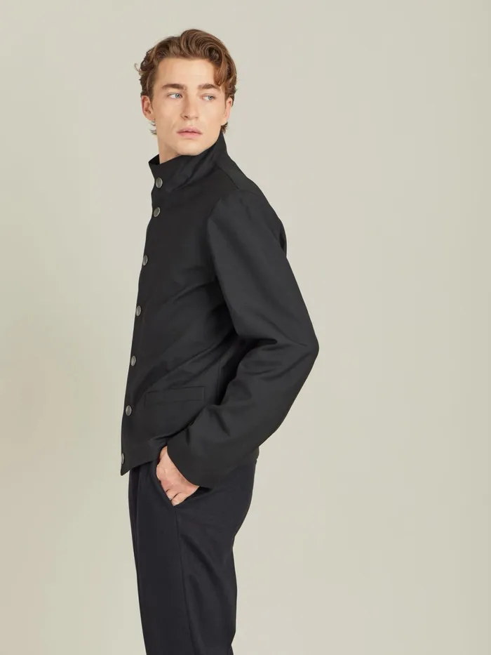 Agns B Jackets and Coats Men Black Worsted Wool Yvan Jacket