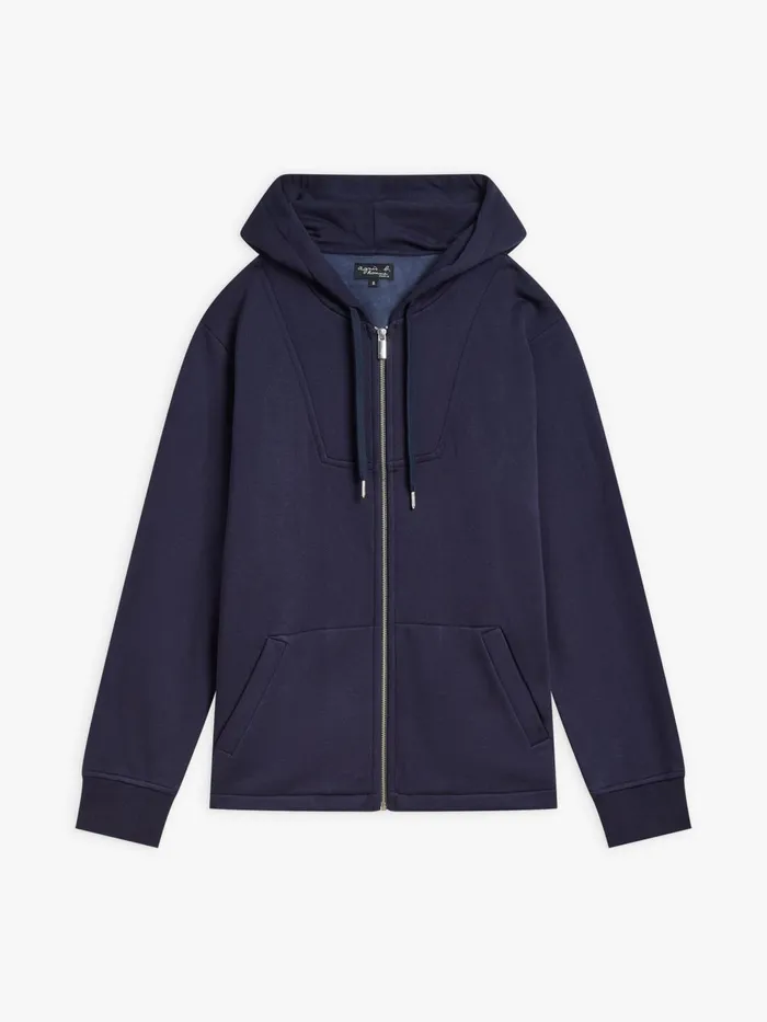 Agns B Jackets and Coats Men Blue Viscose Fleece Wood Hoodie