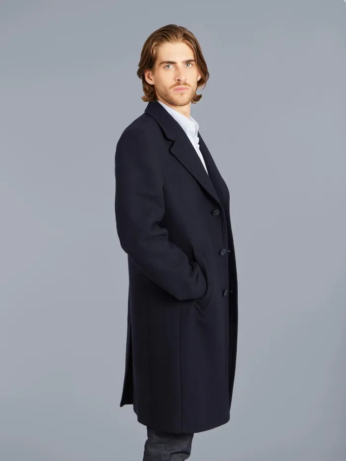 Agns B Jackets and Coats Men Midnight Blue Wool Blend Lined New North Coat