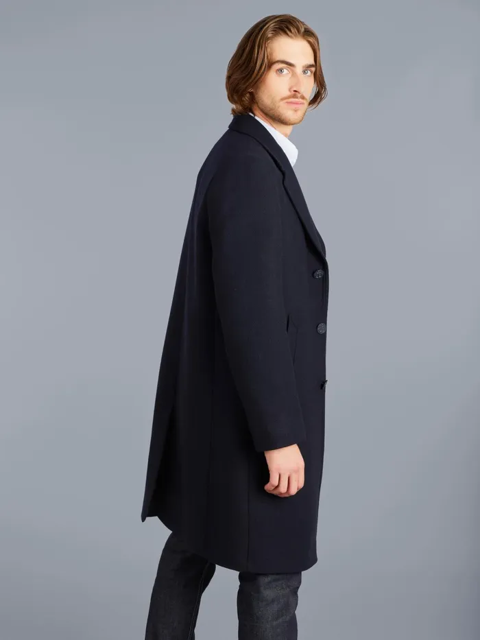 Agns B Jackets and Coats Men Midnight Blue Wool Blend Lined New North Coat