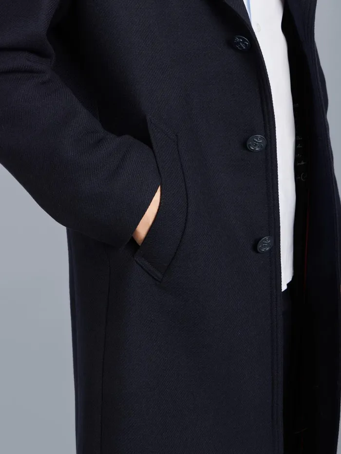 Agns B Jackets and Coats Men Midnight Blue Wool Blend Lined New North Coat