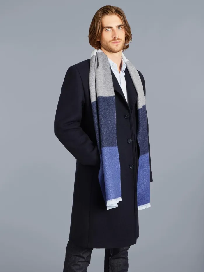 Agns B Jackets and Coats Men Midnight Blue Wool Blend Lined New North Coat