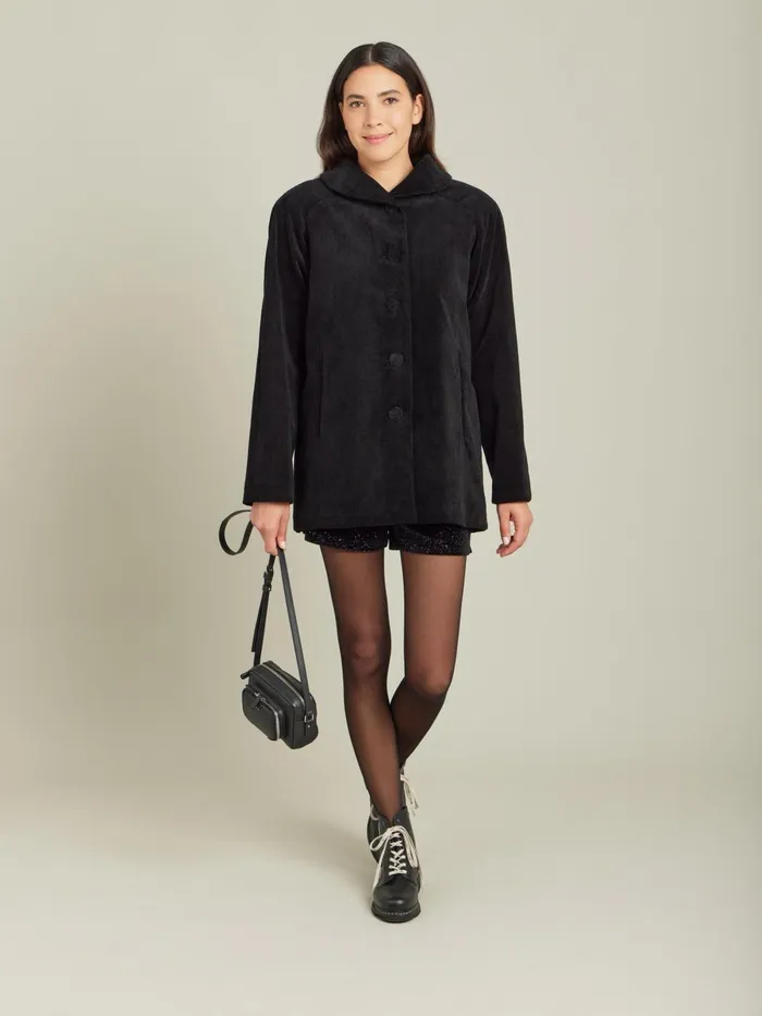Agns B Jackets and Coats Women Black Cotton Velours Jacket
