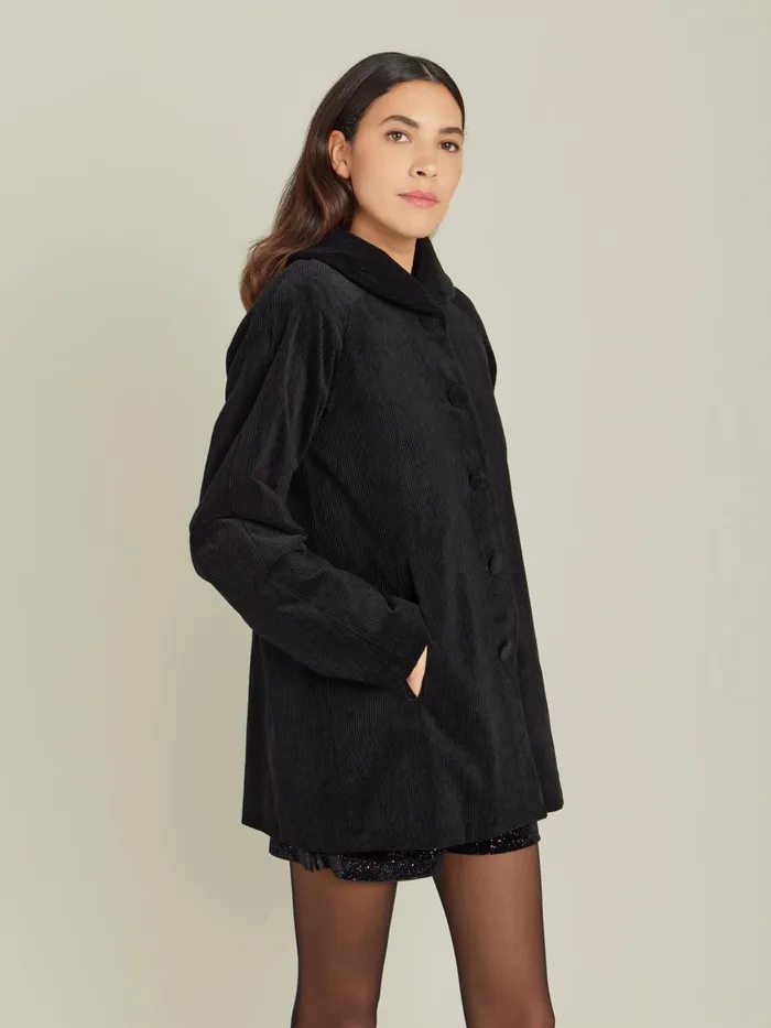 Agns B Jackets and Coats Women Black Cotton Velours Jacket