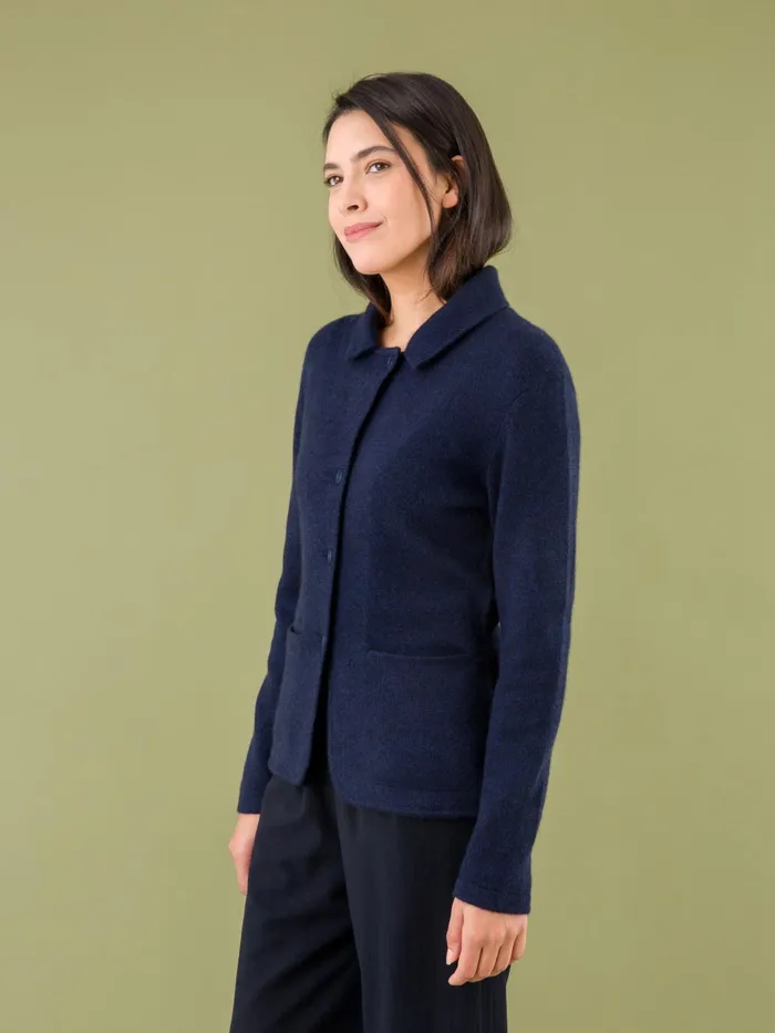 Agns B Jackets and Coats Women Blue Clifford Cashmere Jacket Made In Mongolia