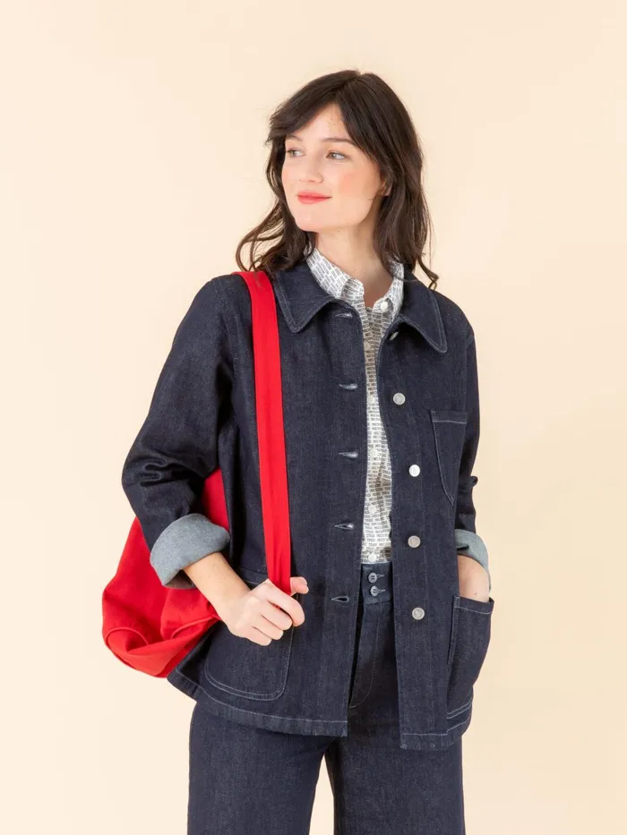 Agns B Jackets and Coats Women Blue Raw Denim Sanshui Jacket
