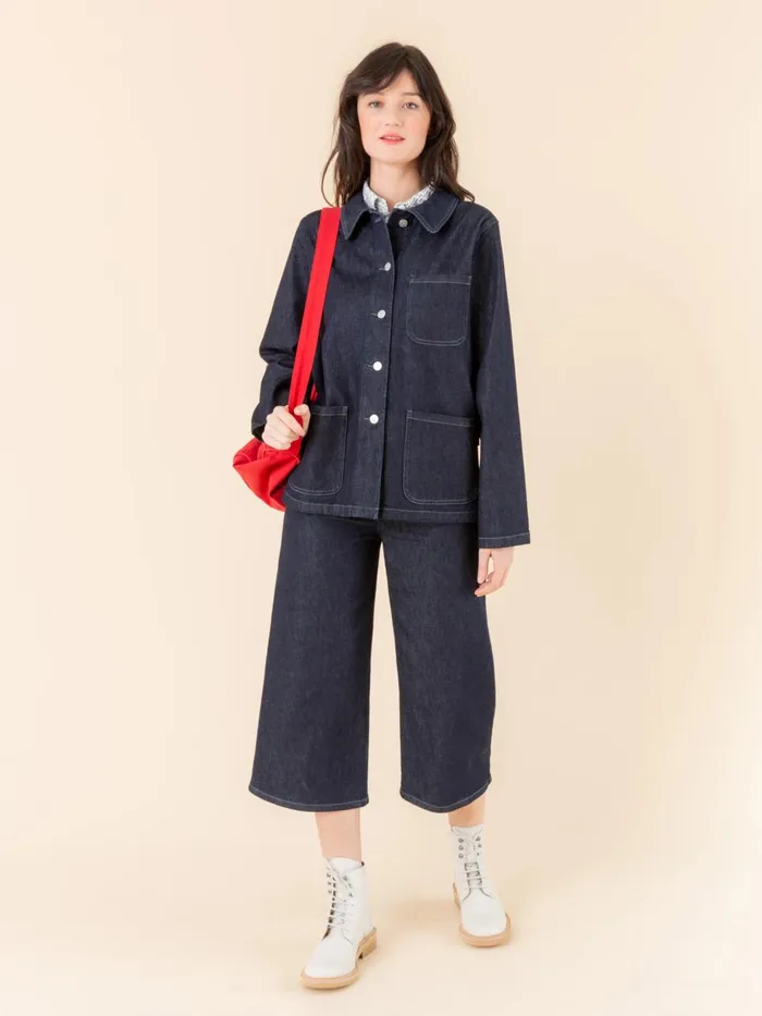 Agns B Jackets and Coats Women Blue Raw Denim Sanshui Jacket