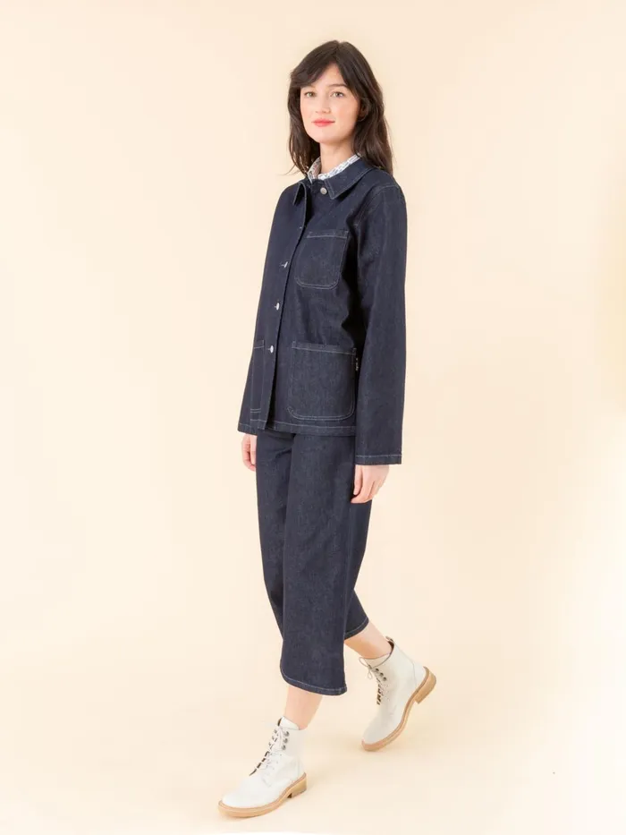 Agns B Jackets and Coats Women Blue Raw Denim Sanshui Jacket