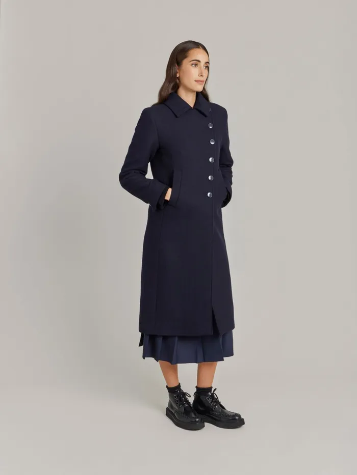 Agns B Jackets and Coats Women Blue Wool Twill Coat