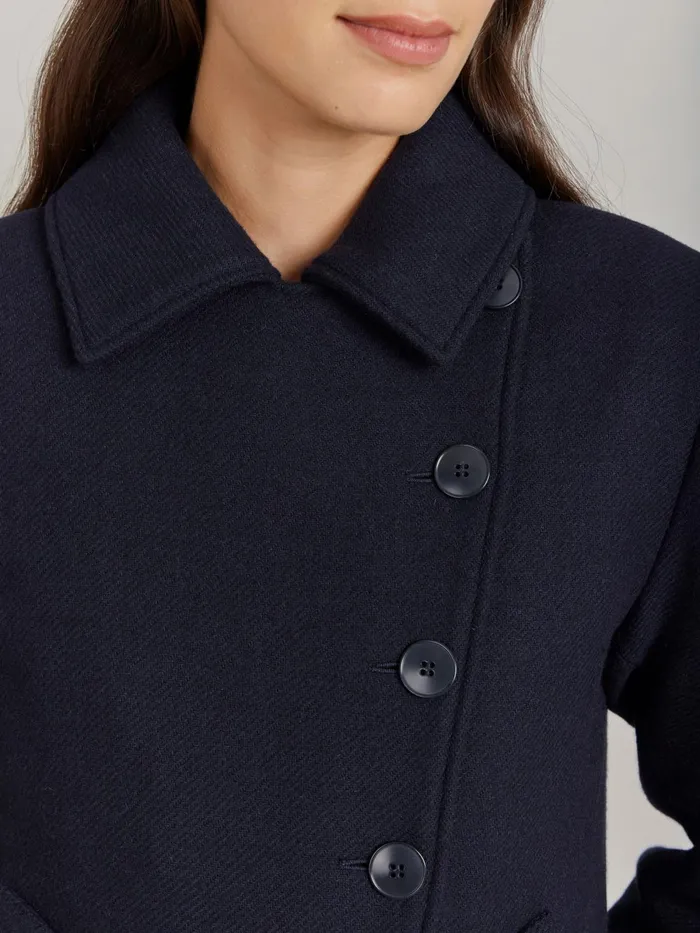 Agns B Jackets and Coats Women Blue Wool Twill Coat