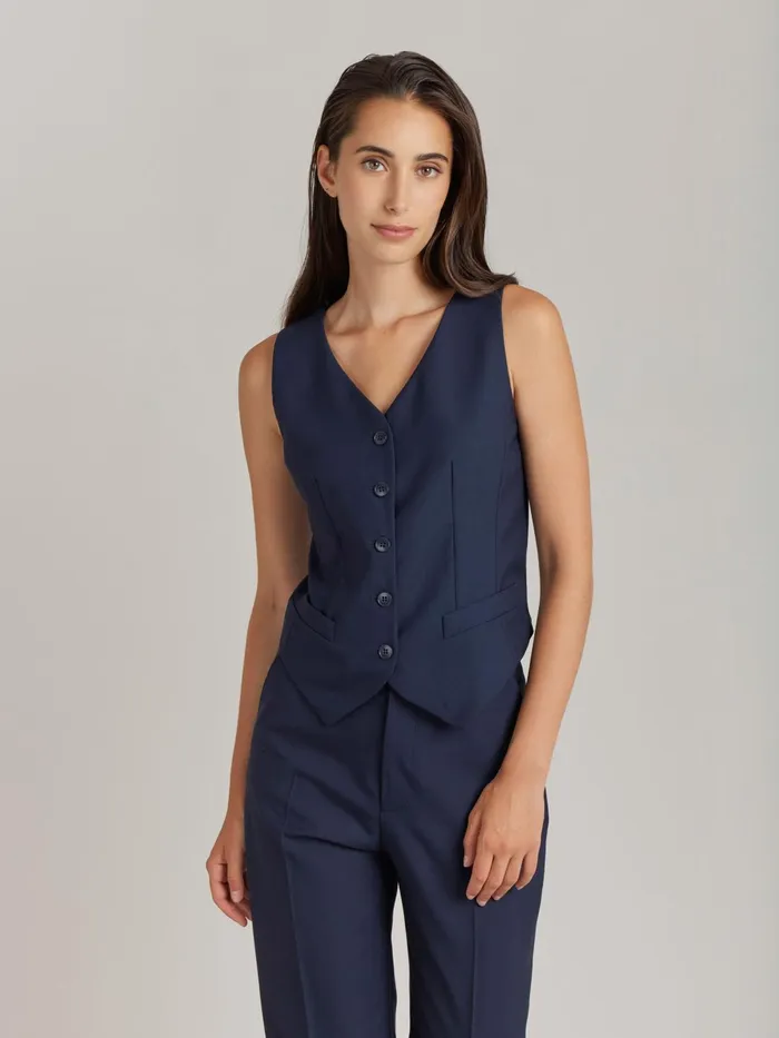 Agns B Jackets and Coats Women Blue Worsted Wool Vivien Waistcoat