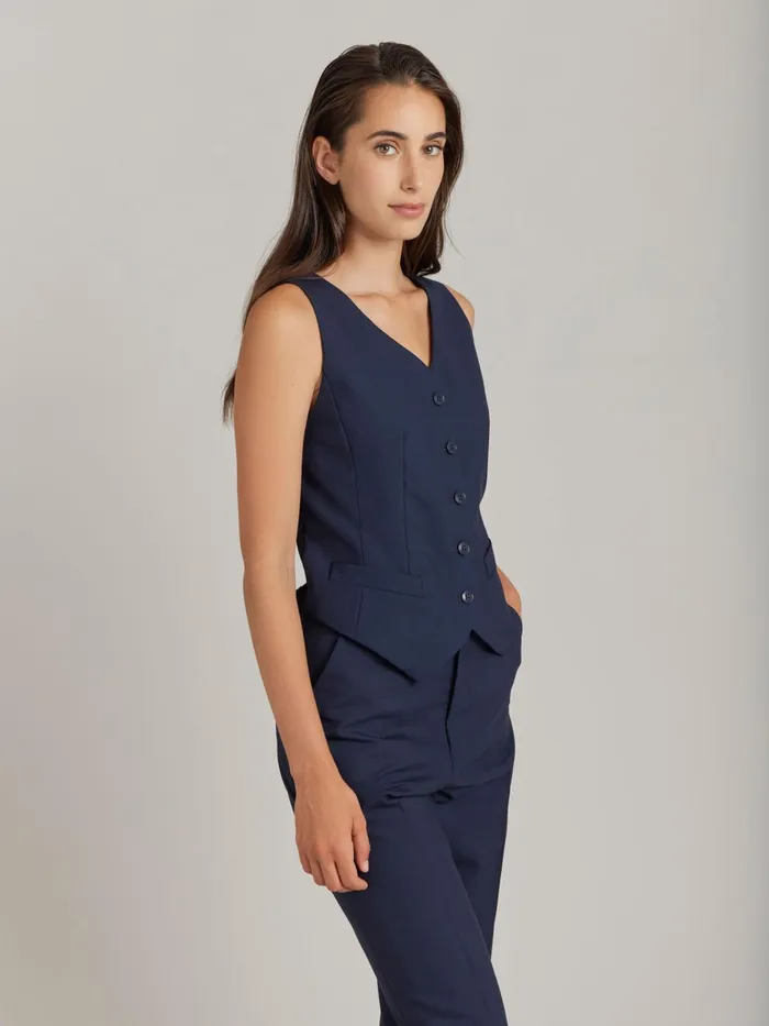 Agns B Jackets and Coats Women Blue Worsted Wool Vivien Waistcoat