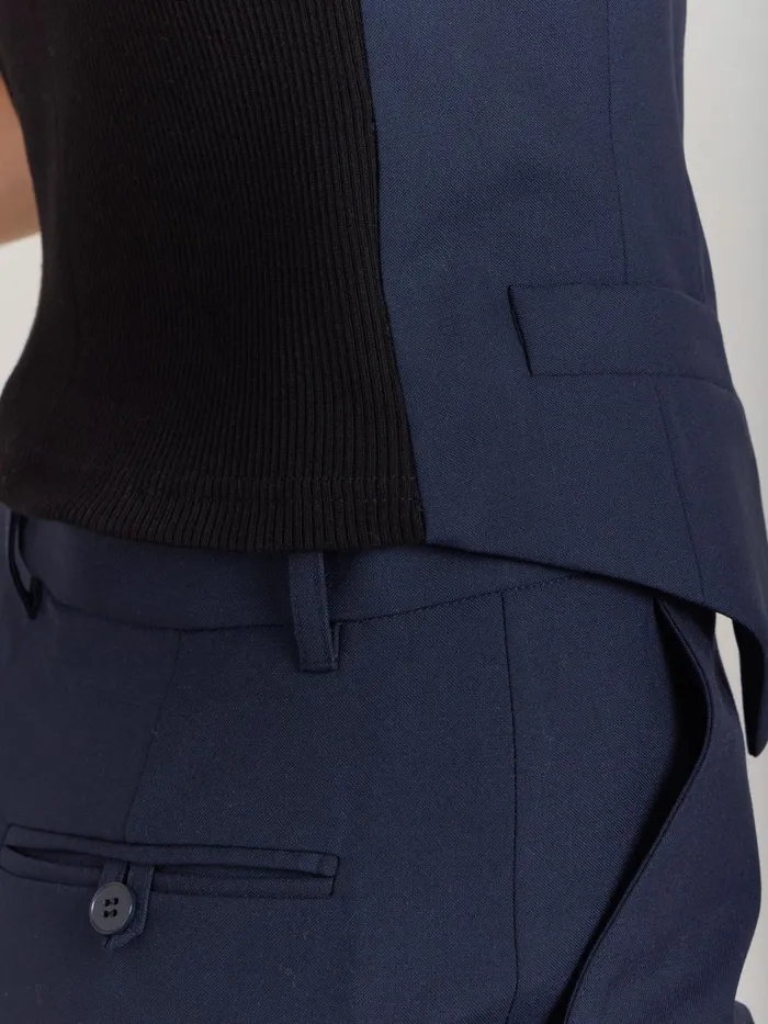 Agns B Jackets and Coats Women Blue Worsted Wool Vivien Waistcoat