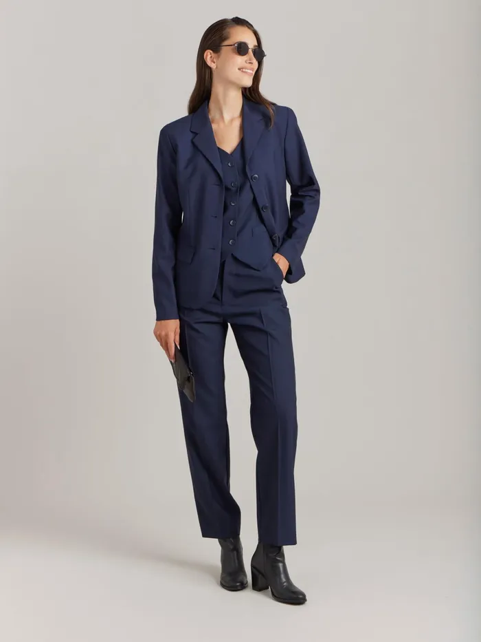 Agns B Jackets and Coats Women Blue Worsted Wool Vivien Waistcoat