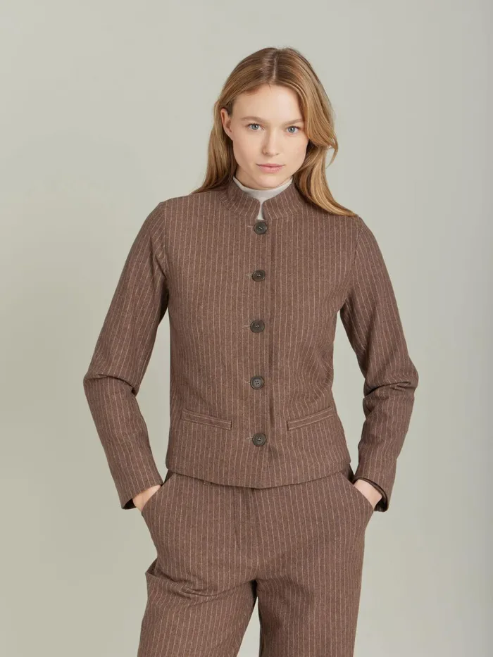 Agns B Jackets and Coats Women Brown Cotton Twill Lanna Jacket