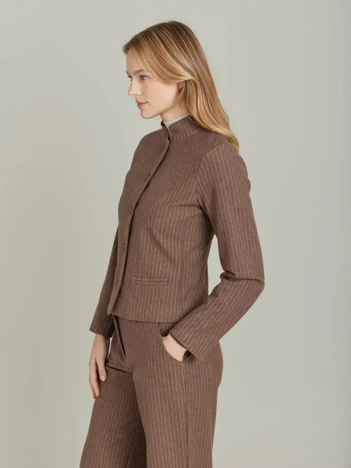 Agns B Jackets and Coats Women Brown Cotton Twill Lanna Jacket