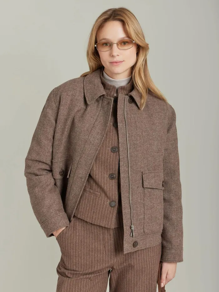 Agns B Jackets and Coats Women Brown Cotton Twill Lanna Jacket
