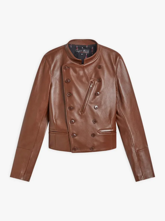 Agns B Jackets and Coats Women Brown Lambskin Fifre Jacket
