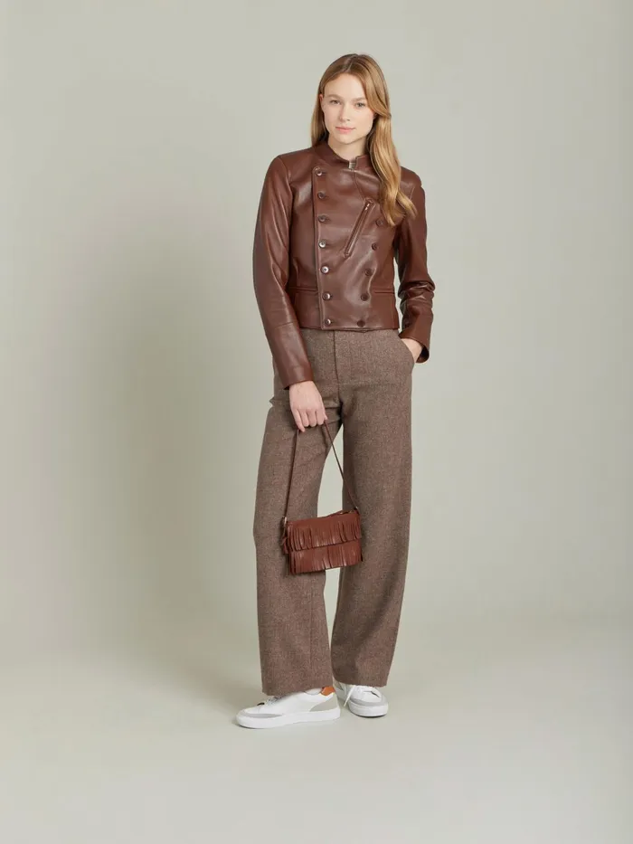 Agns B Jackets and Coats Women Brown Lambskin Fifre Jacket