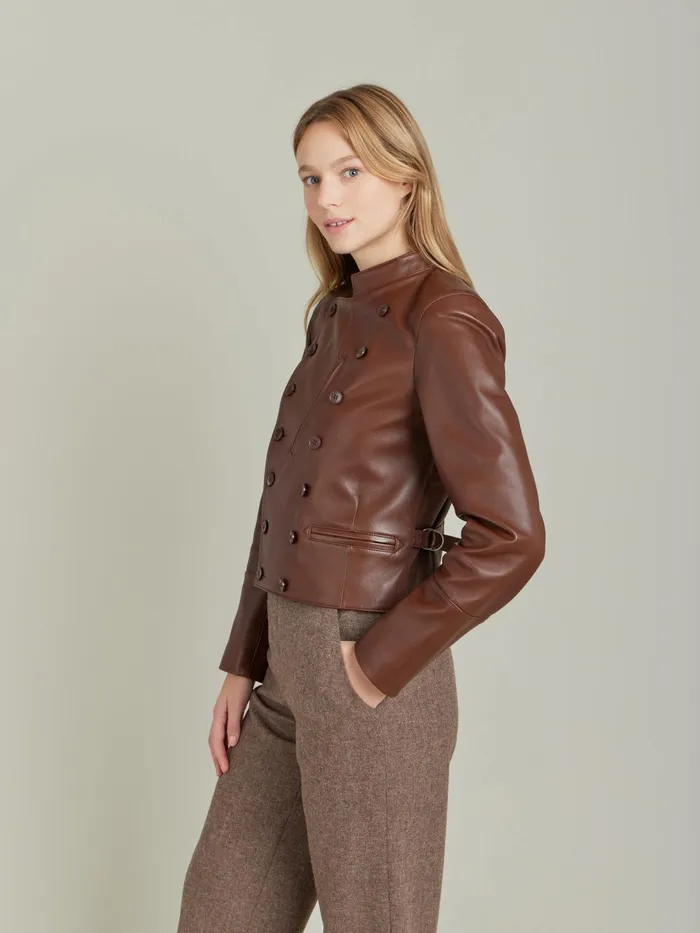 Agns B Jackets and Coats Women Brown Lambskin Fifre Jacket