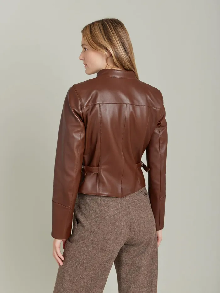 Agns B Jackets and Coats Women Brown Lambskin Fifre Jacket