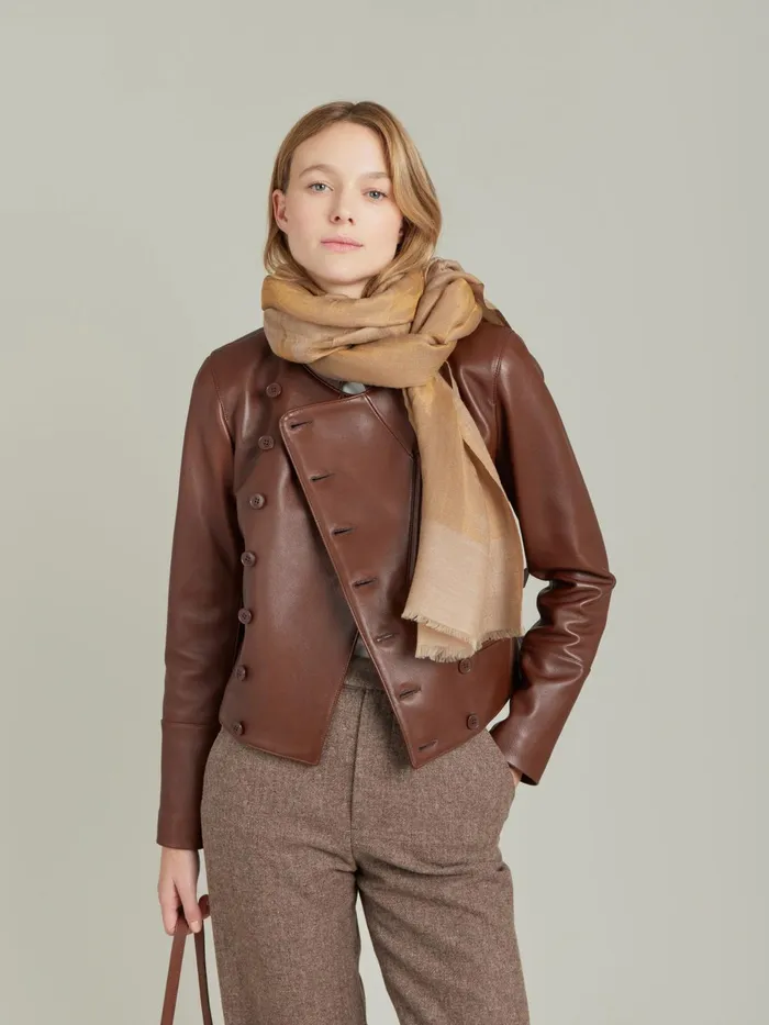 Agns B Jackets and Coats Women Brown Lambskin Fifre Jacket