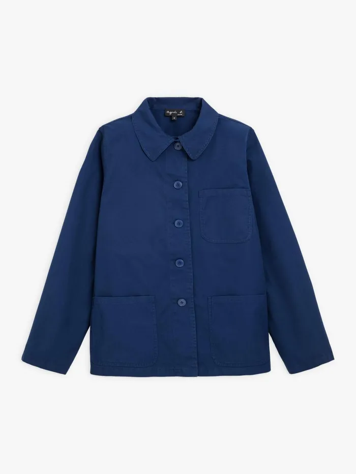 Agns B Jackets and Coats Women Dark Blue Washed Cotton Sanshui Jacket