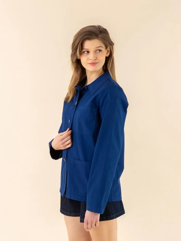 Agns B Jackets and Coats Women Dark Blue Washed Cotton Sanshui Jacket
