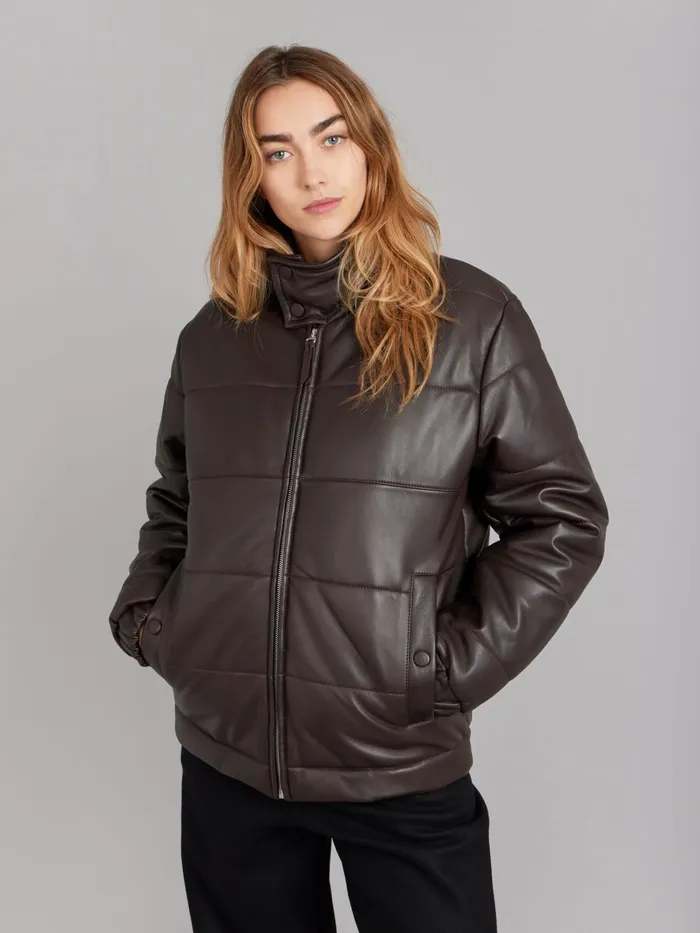 Agns B Jackets and Coats WomenMen Brown Unisex Lambskin Leather Padded Jacket
