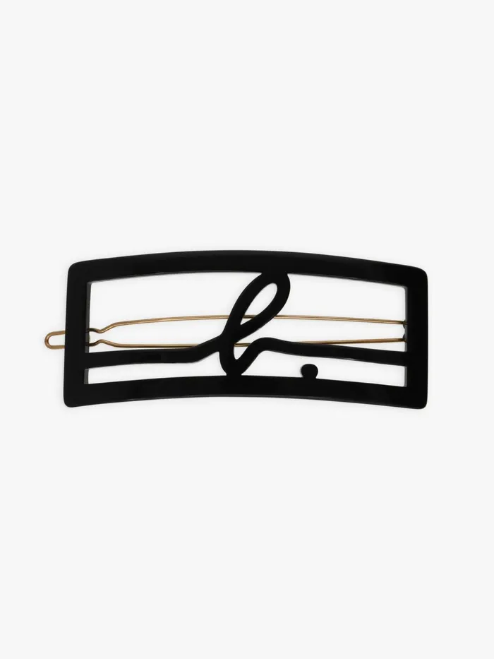 Agns B Jewellery and Watches Women Black Rectangular B Hair Clip