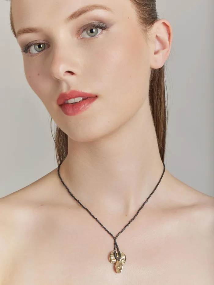 Agns B Jewellery and Watches Women Grey Glass Bead Ombeline Necklace