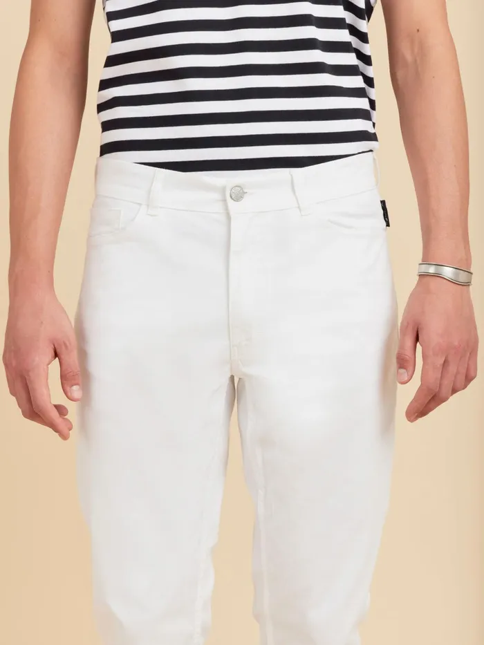 Agns B Jumpsuits and Jeans Men White Cotton Slim Iggy Jeans