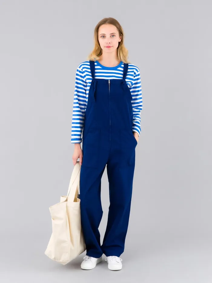 Agns B Jumpsuits Women Dark Blue Cotton Canvas Jardinier Dungarees