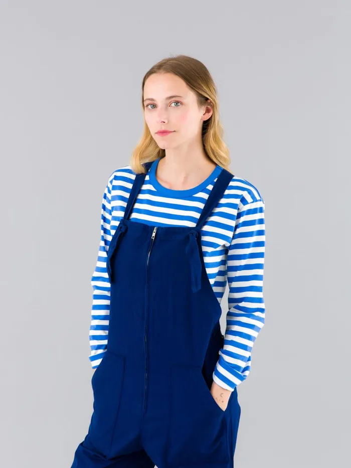 Agns B Jumpsuits Women Dark Blue Cotton Canvas Jardinier Dungarees