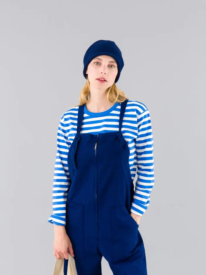 Agns B Jumpsuits Women Dark Blue Cotton Canvas Jardinier Dungarees