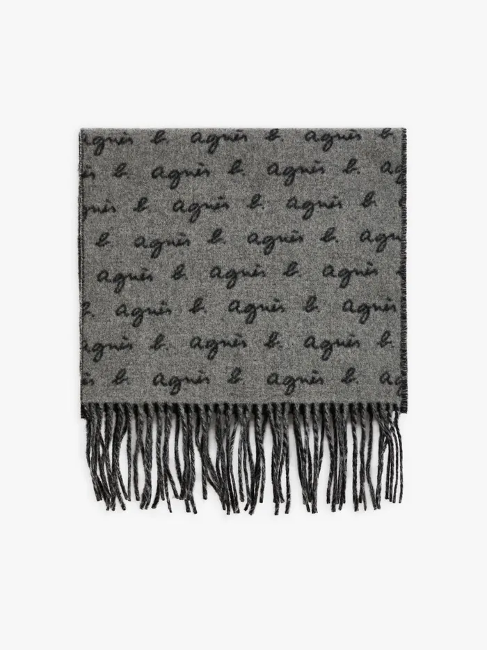 Agns B Scarves Men Grey Wool Reversible Charles Scarf