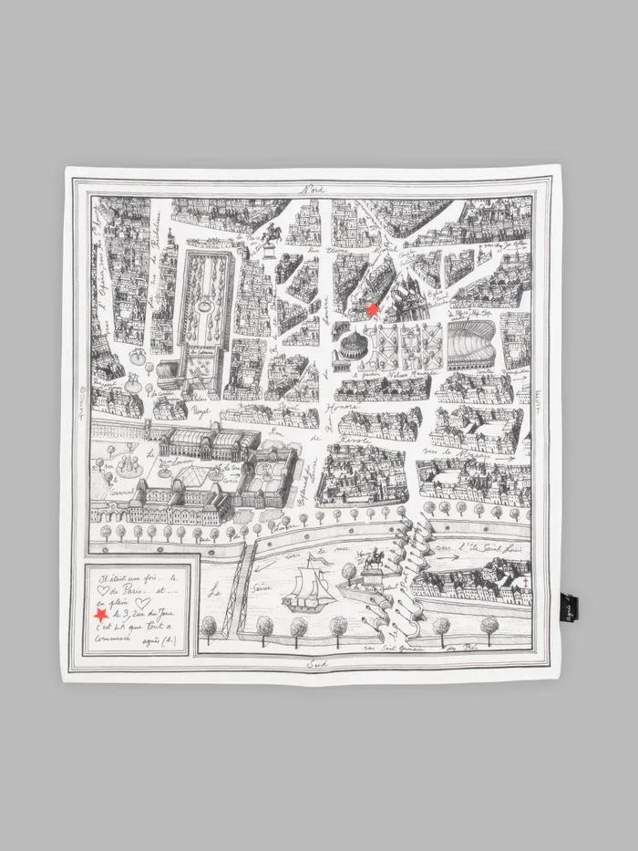 Agns B Scarves WomenMen Black And White Rue Du Jour Cotton Bandana