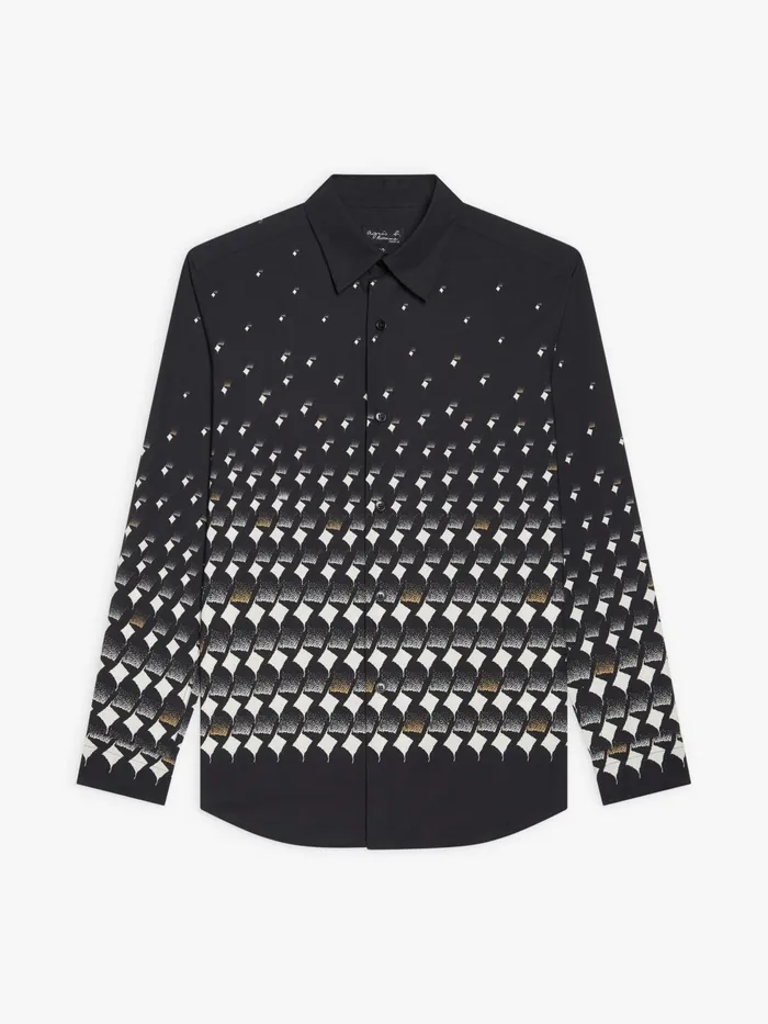 Agns B Shirts Men Black Cotton Geometric Print Thomas Shirt