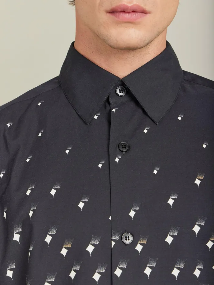 Agns B Shirts Men Black Cotton Geometric Print Thomas Shirt