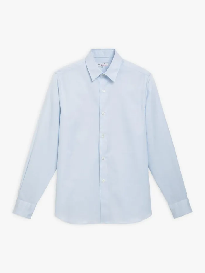 Agns B Shirts Men Light Blue Cotton Serge Andy Shirt