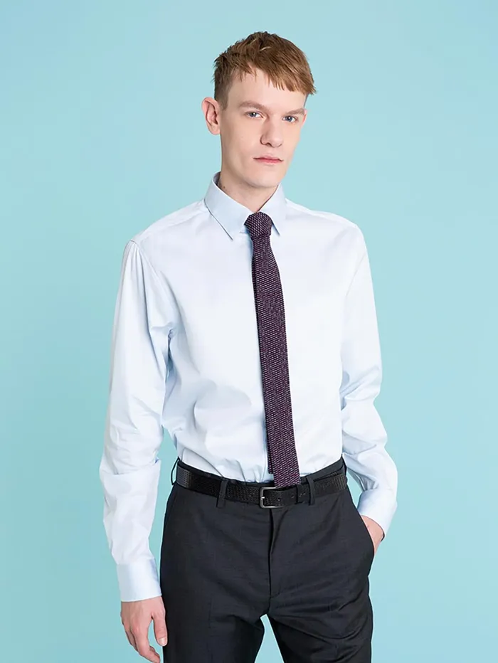Agns B Shirts Men Light Blue Cotton Serge Andy Shirt