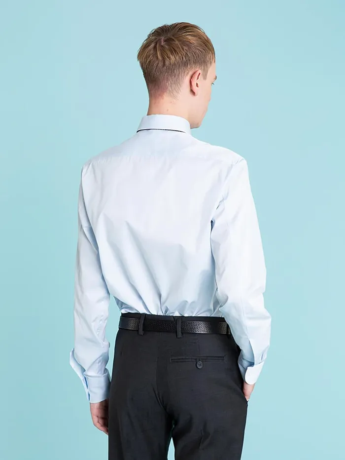 Agns B Shirts Men Light Blue Cotton Serge Andy Shirt