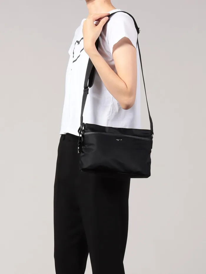 Agns B Shoulder Bags Women Black Nylon Bag With Multiple Pockets