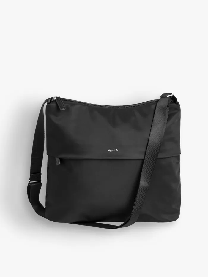 Agns B Shoulder Bags Women Black Zipped Nylon Shoulder Bag