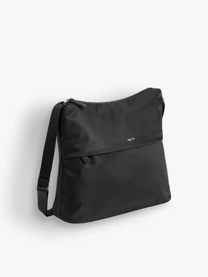 Agns B Shoulder Bags Women Black Zipped Nylon Shoulder Bag