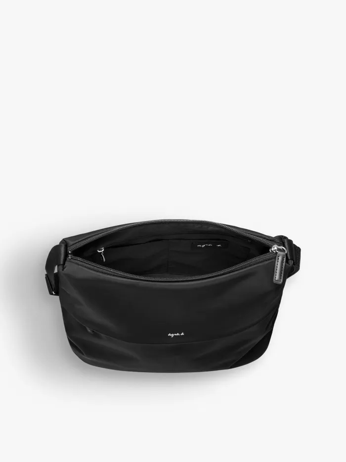 Agns B Shoulder Bags Women Black Zipped Nylon Shoulder Bag