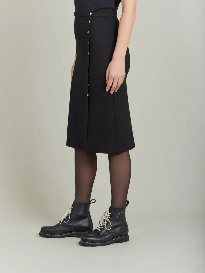 Agns B Skirts and Shorts Women Black Milano Viscose Snaps Skirt