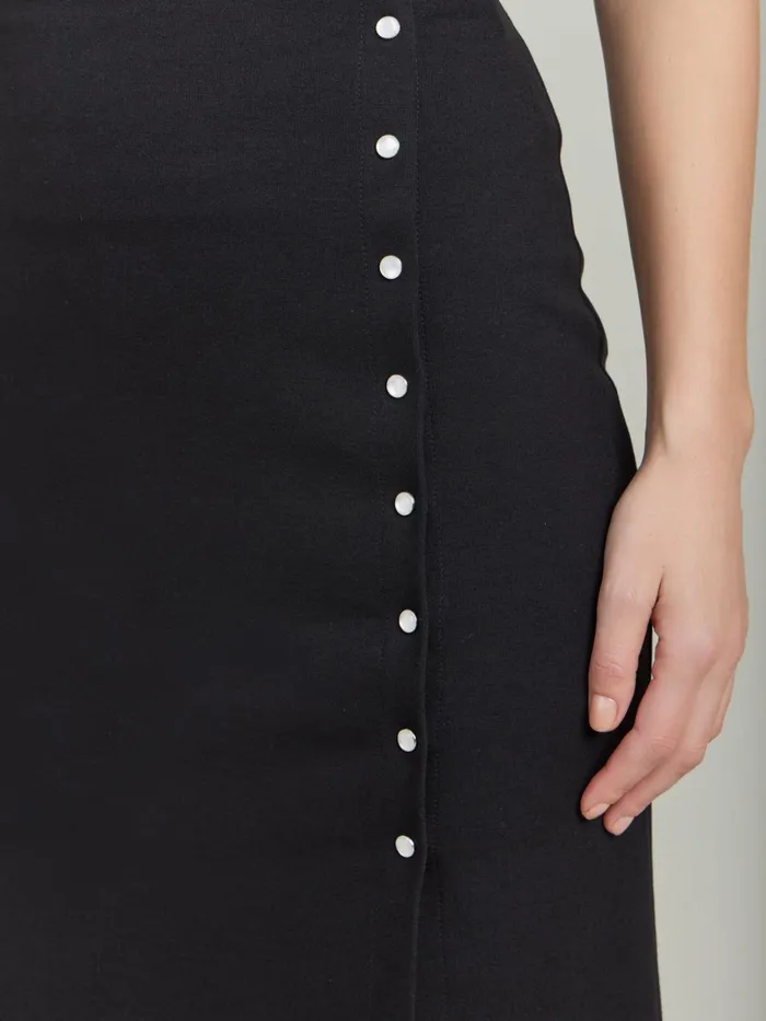 Agns B Skirts and Shorts Women Black Milano Viscose Snaps Skirt
