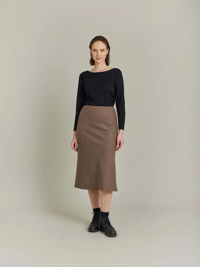 Agns B Skirts and Shorts Women Brown Shetland Wool Tulip Skirt