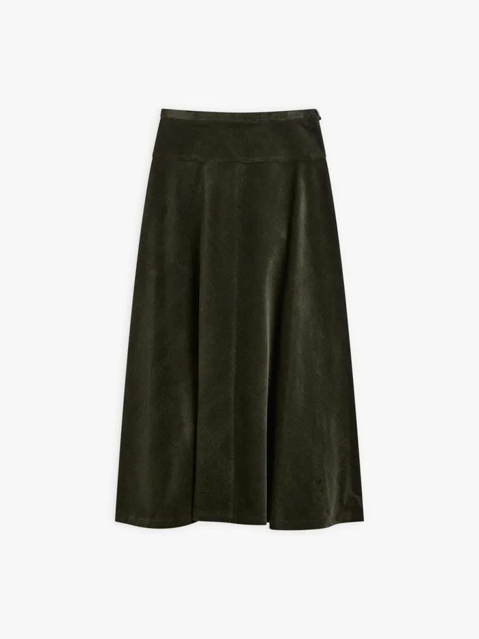 Agns B Skirts and Shorts Women Green Corduroy Mesuline Long Skirt